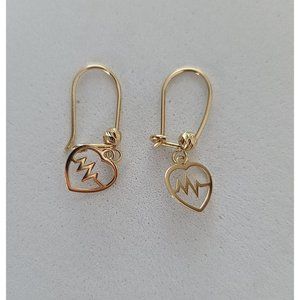 REAL 18 karat Japan Gold Heartbeat dangling earrings